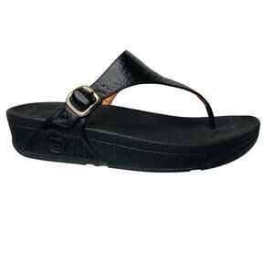 Fitflop Lulu Sandals Black Adjustable Leather Toe Post